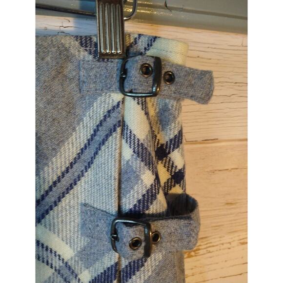 VTG Liz Claiborne Wool Blend Plaid Gray Wrap Skirt Buckle Sz 10 Y2K Preppy - Picture 4 of 6